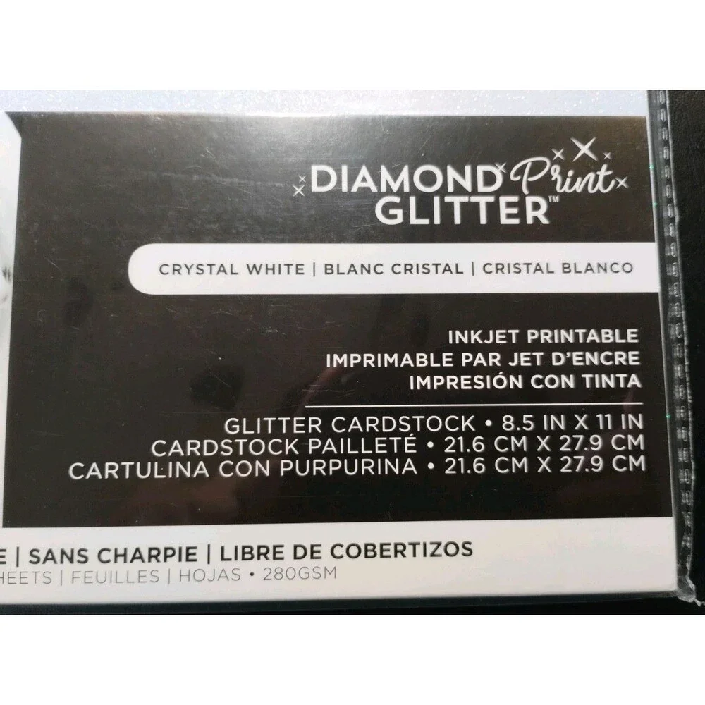 Harmony Paper Inkjet Printable Glitter Paper, Crystal White, 8.5